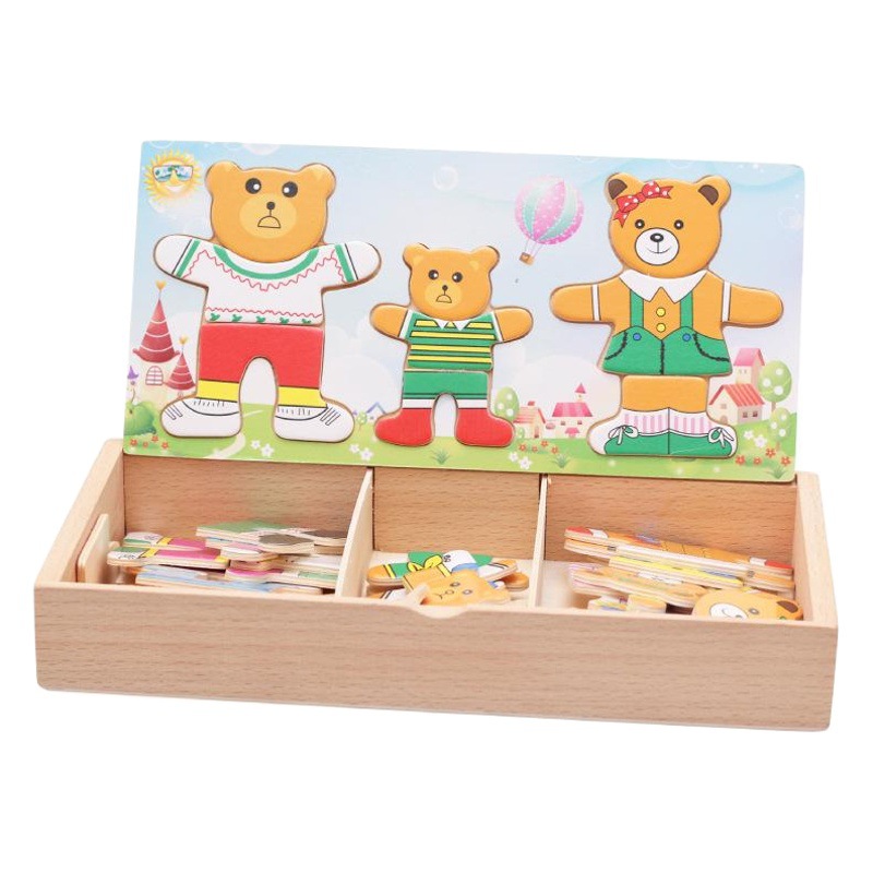 Juego de Vestir Oso de Madera para Educación Temprana Infantil image 1