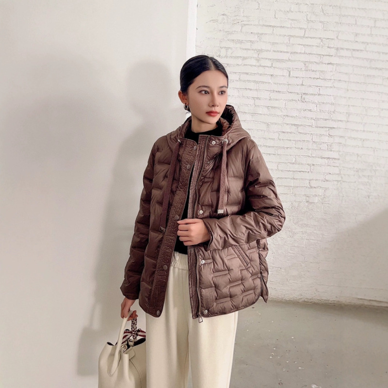跨境秋冬新款日系轻奢白鸭绒羽绒服女短款休闲保暖显瘦连帽外套潮|undefined