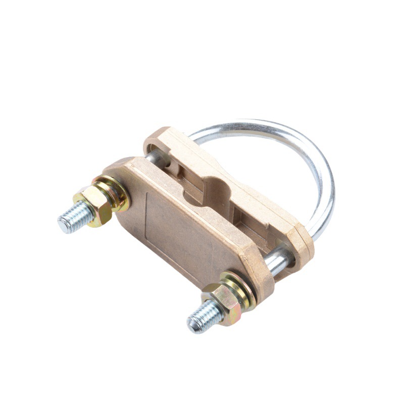 工厂防雷黄铜线棒夹U型接地棒物理夹具优惠供应U形防雷夹