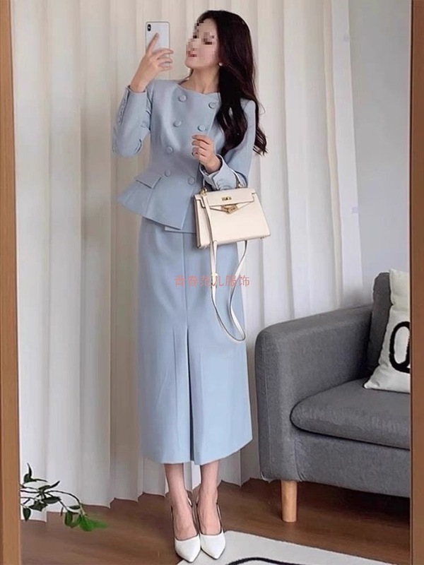 御姐风西装套裙女2025春秋款职业气质一整套主持白领小洋装两件套|undefined