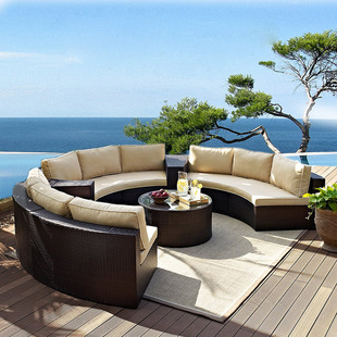 Outdoor Rattan Sofa Living Room Rattan Office Garden Courtyard Leisure Rattan Chair Lobby Sofa Coffee Table Furniture Combination
