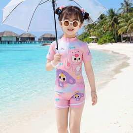 夏季2026新款儿童可爱泳衣小女童中小童连体泳衣泳装短袖卡通套装