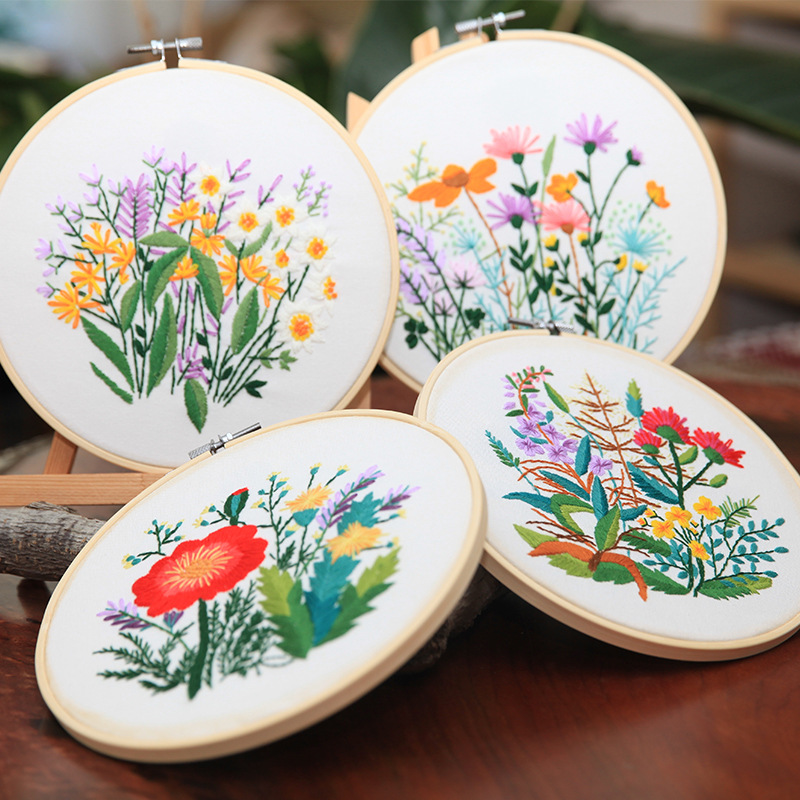 Hecho a mano de los niños DIY pintura bordado material paquete decoración Lu bordado su bordado europeo hojas Cruz puntada Kit