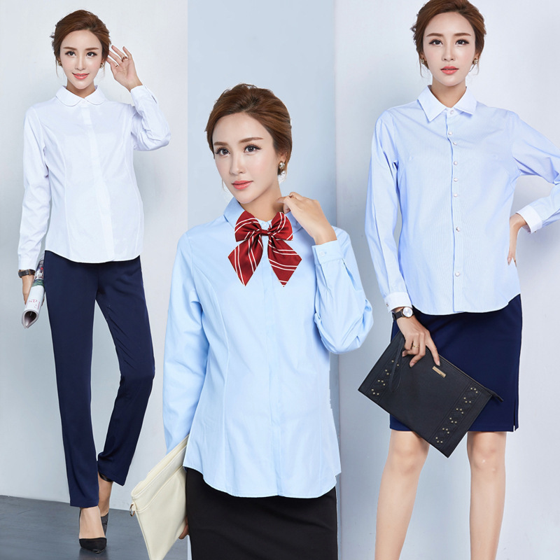 Yunshiba Pregnant Women's Professional Shirt White Long-Sleeved Autum New Maternity Shirt Work Wear to Work 3038