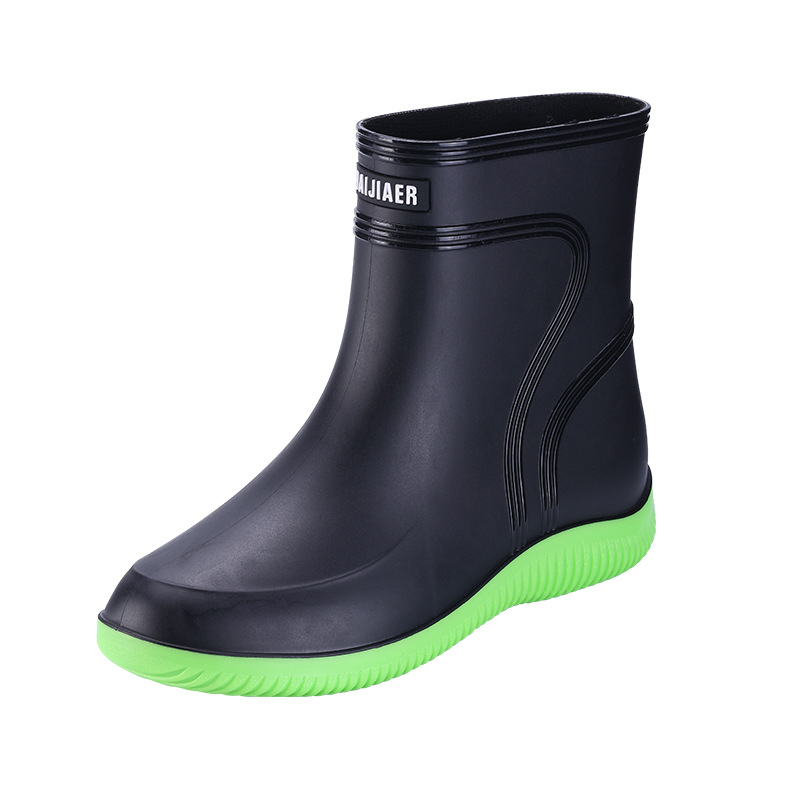 New black velvet fashion water shoes wholesale male waterproof non-slip car wash fishing plastic rain shoes