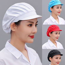韓式折帽食品安全廚師工作帽全網布帽透氣四季后廚食堂面點工作帽