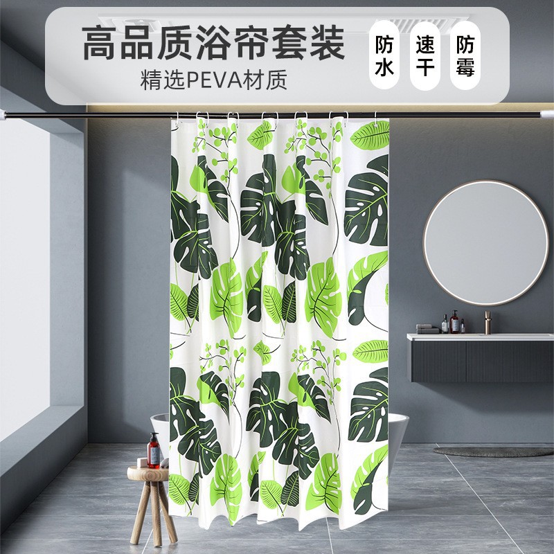 Foreign Trade New Flower and Grass Series Printed Shower Curtain Lining Bathroom Waterproof and Mildew-proof Curtain Decoration Factory Wholesale