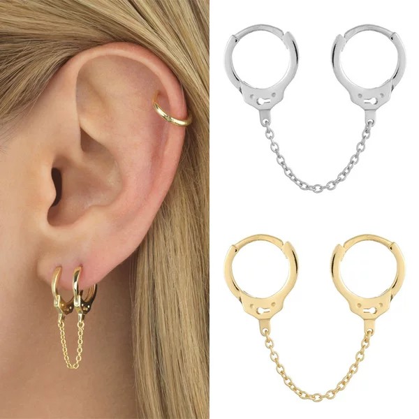 European and American Cross-Border Simple Handcuff Chain Earrings, Popular Fashion Hot Style Exquisite Ins Style Earrings Jewelry Wholesale