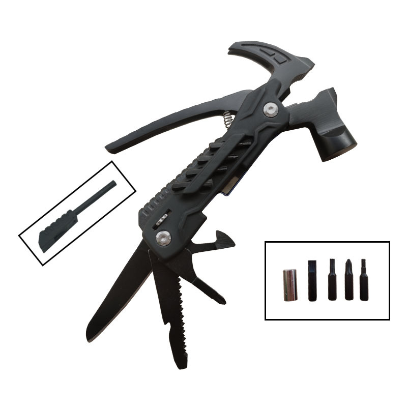 发黑多功能应急锤子车载多用羊角锤带打火石口哨批头