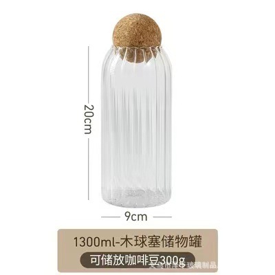 Tanque de almacenamiento de grado alimenticio al por mayor de fábrica, tanque sellado de té de almacenamiento, tanque de vidrio de corcho de bola transparente de gran capacidad