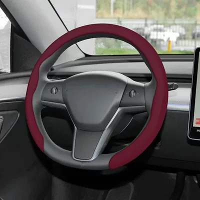 steering wheel cover, breathable, sweat-absorbent, Steering wheel cover - 5d-nappa-leather-belt-with-holes-wine-red-38cm