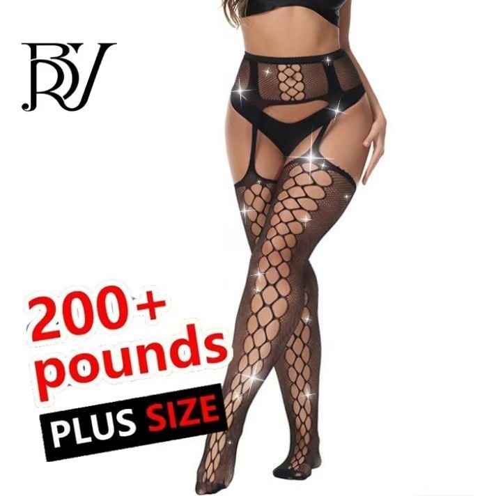 Hot-Selling Rhinestone Suspender Fishnet Stockings with Holes, Sexy Hot Girl Beautiful Legs Hollow-Out Black Silk Fishnet Stockings