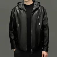Осенний кожаный худи, куртка, натуральная кожа, slim fit