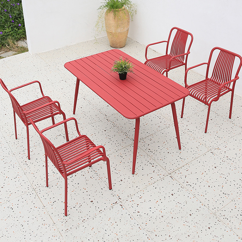 Combinación de mesa y silla al aire libre jardín al aire libre cafetería al aire libre colorido Patio de aluminio al aire libre ocio balcón pequeña mesa y silla image 4