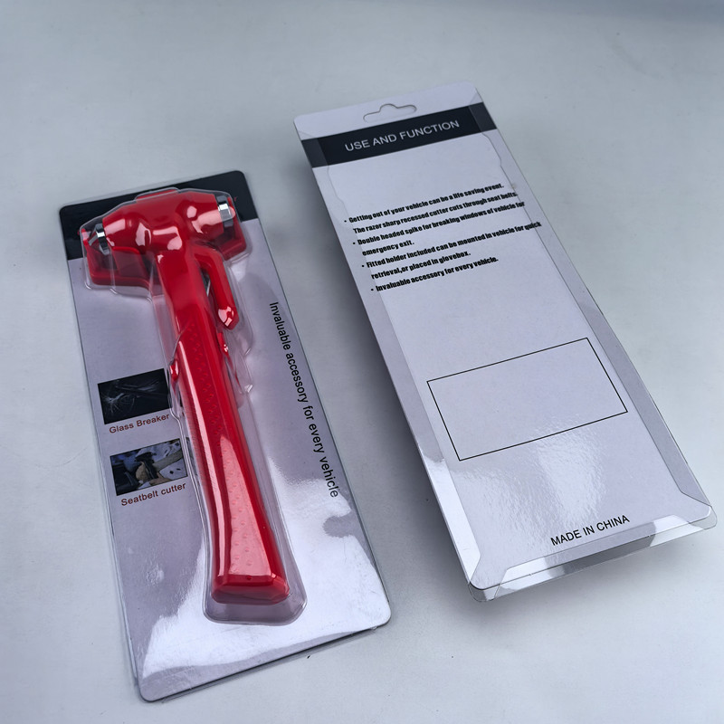 Safety Hammer Car Window-Breaking Tool with Cutter, Three-In-One Long-Handle Multifunctional Car Interior Glass Escape Hammer Factory