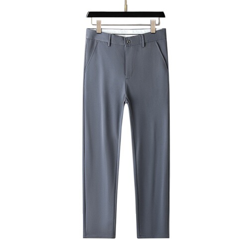 Summer Men's Business Casual Pants for Middle-Aged Youth, Formal Thin Straight Ice Silk Nine-Inch Quick-Dry Casual Western Pants for Men