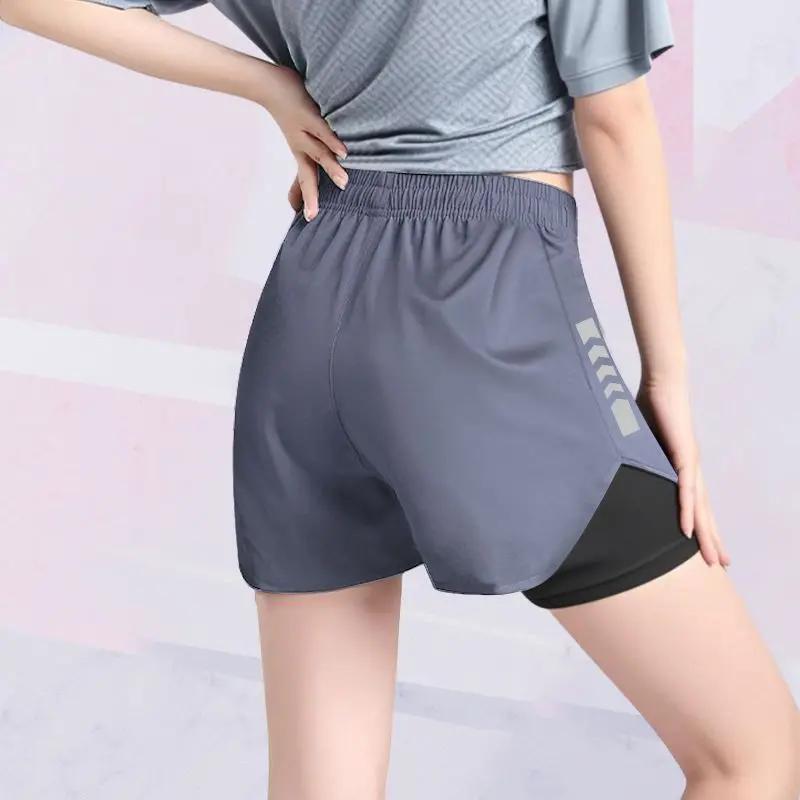 Sports Running Shorts for Men and Women, Quick-Dry Track and Field Marathon Cycling Shorts, Basketball Fitness Inner Lining Two-In-One Three-Quarter Shorts