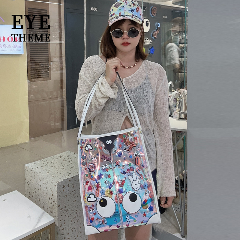 Bolsa de hombro portátil de almacenamiento de gran capacidad de viaje de tendencia de fitness impresión de gelatina bolsa transparente bolsa 2830 #