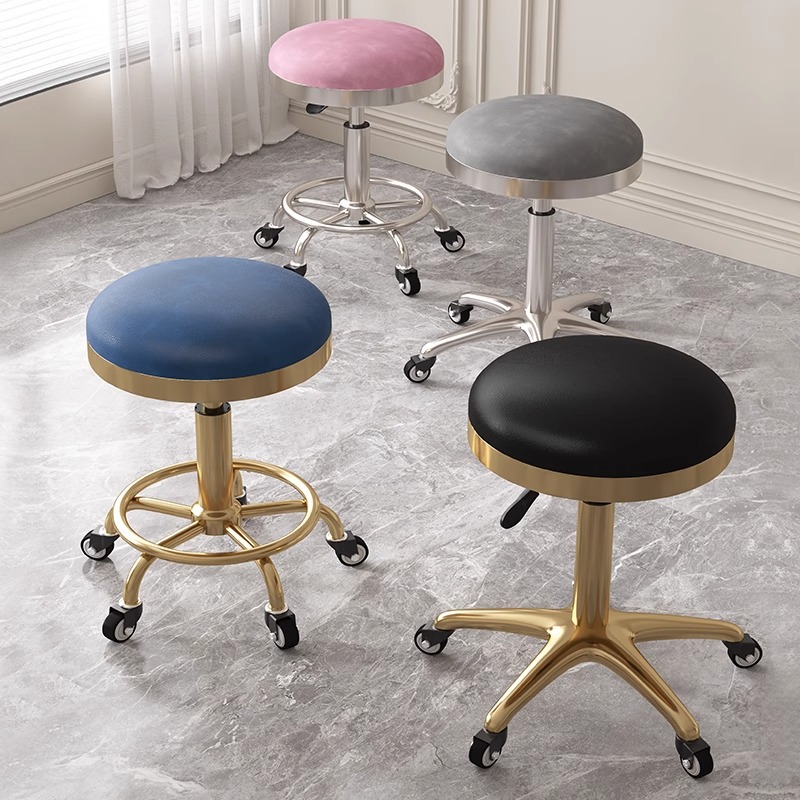 Taburete de belleza, taburete de polea especial para salón de belleza, taburete de peluquería, taburete de peluquería, silla de elevación para manicurista, taburete redondo