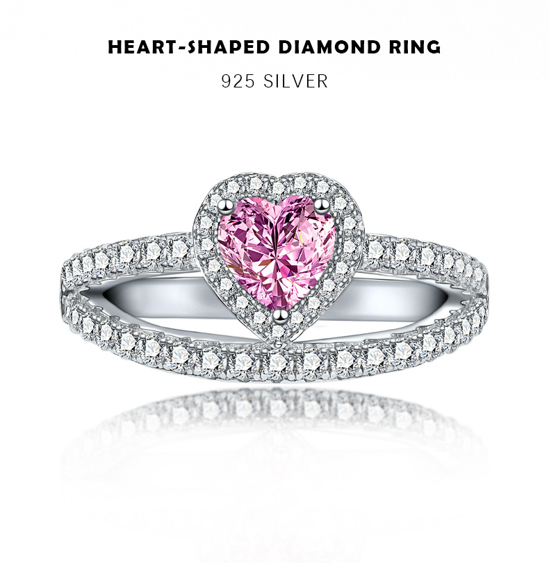 Retro Heart Shape Sterling Silver Plating Zircon Rings 1 Piece