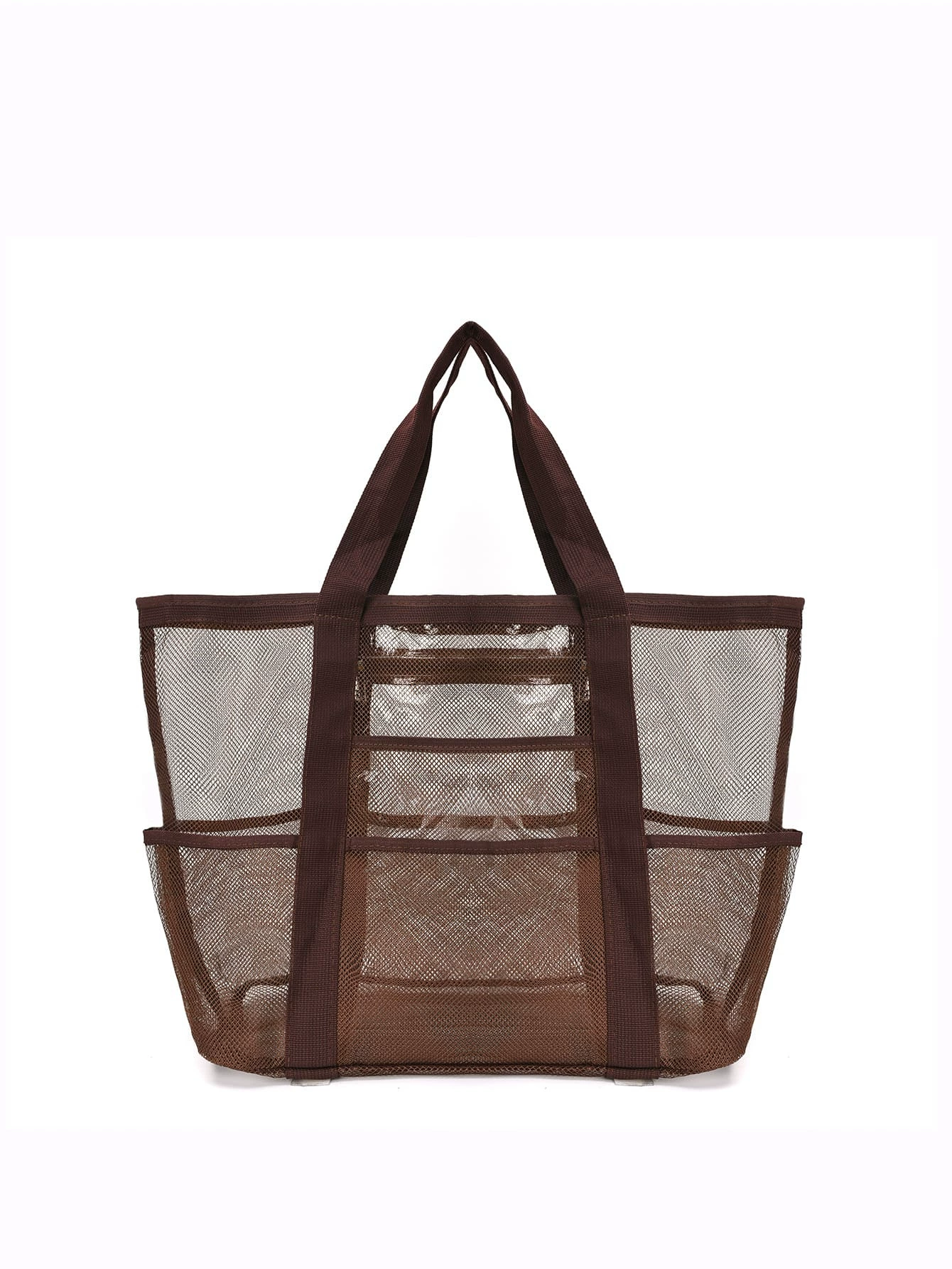 Beach Organizer Bag, capacious mesh tote, multi-pocket lightweight beach bag