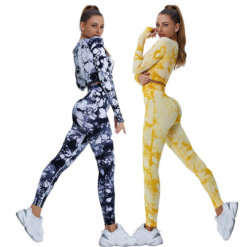 Ikat Seamless Sports T-shirt Fitness Backless Long Sleeve Tight Crop Top Quick-dry Running Yoga Set for Women