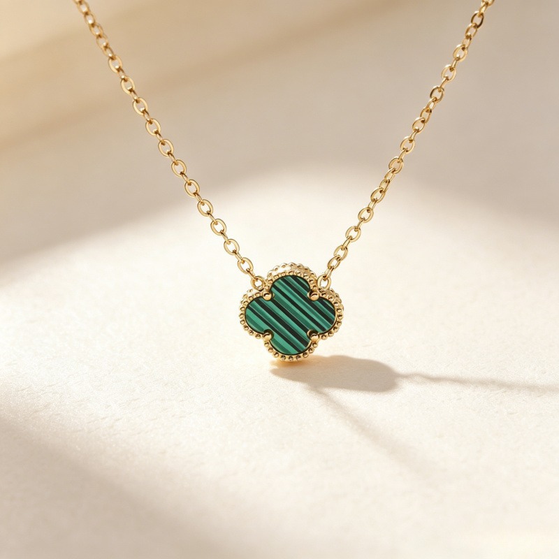 Necklace, 13mm, four-leaf clover