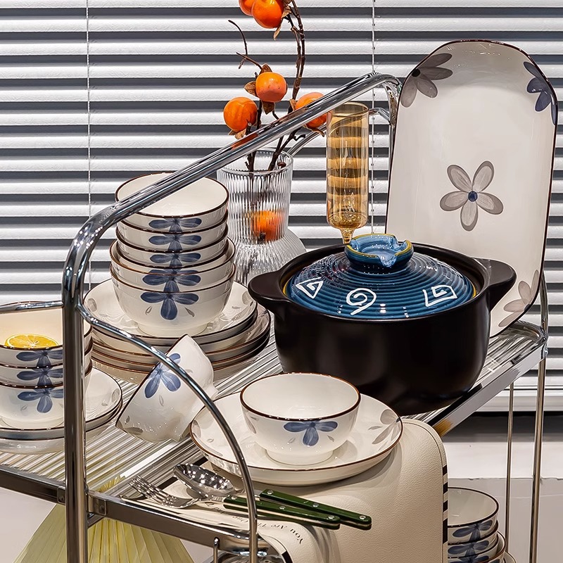 釉下彩碗碟套裝家用餐具組合高顏值陶瓷喬遷碗盤禮品禮盒自選全套