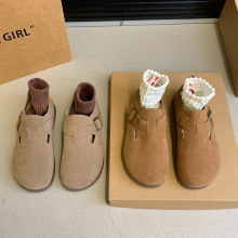 博肯鞋女厚底2024秋冬新款森系复古休闲平底丑萌大头单鞋休闲鞋女