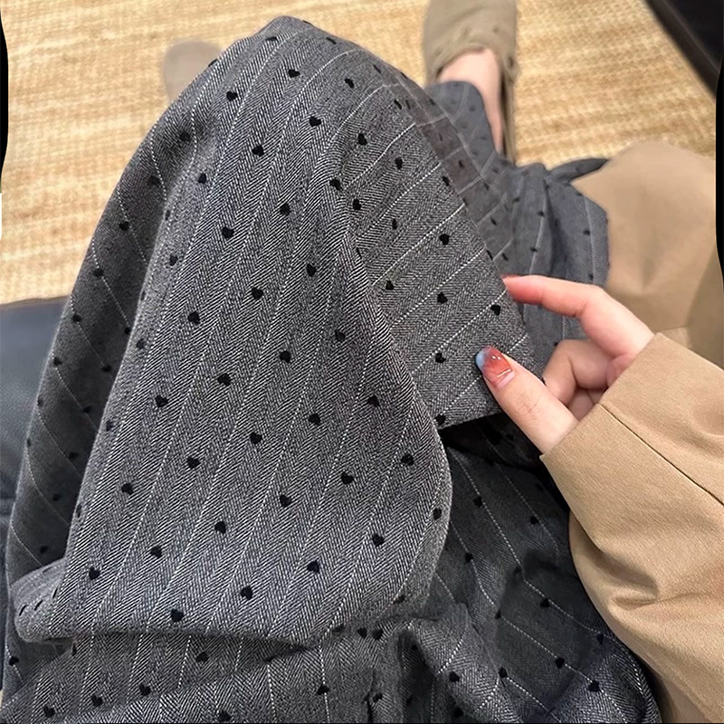 新款高端棉绸波点阔腿裤女夏季薄款宽松有垂感可外穿家居遛弯长裤