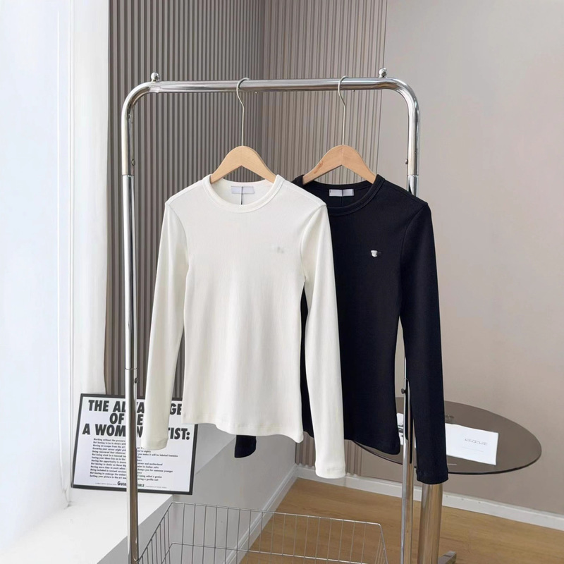 2025 Autumn Trendy French Crocodile Women's Casual Pure Cotton Versatile Comfortable Long Sleeve T-Shirt Base Shirt for Commuting