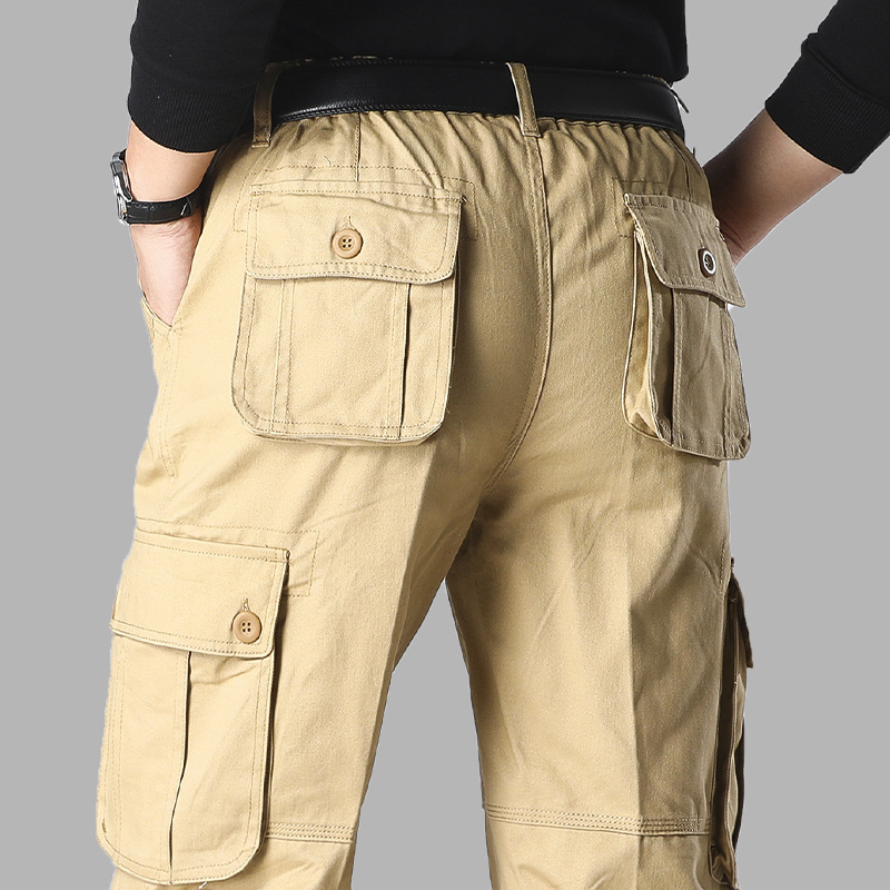 Comercio electrónico en el extranjero al por mayor pantalones casuales de los hombres fuertes resistentes al desgaste sueltos rectos multibolsillos sitio de construcción overoles DE TRABAJO