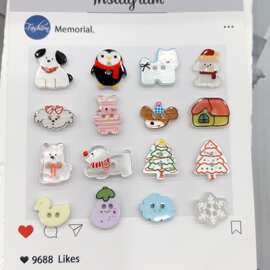 日韩版卡通动物纽扣合集儿童彩色小纽扣小猫小狗饰品装饰福利批发