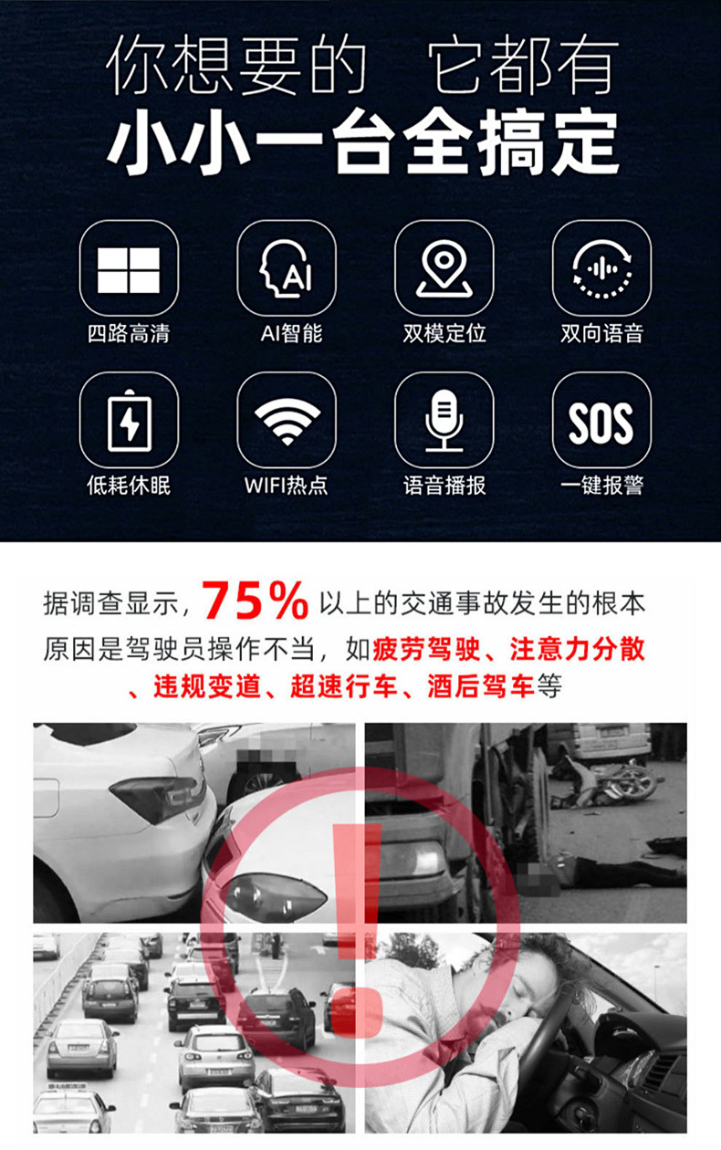 Truck and ride-sharing vehicle dashcam video recording, 4G remote video monitoring, GPS tracker, fleet management