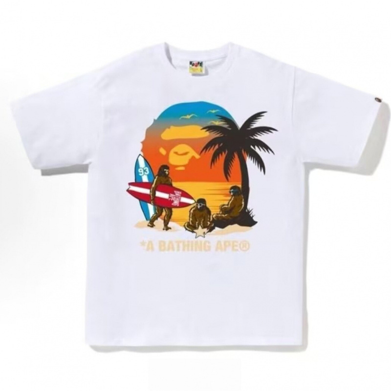 Trendy Brand New Ape Head T-Shirt Spring and Summer Printed Short-Sleeve Unisex Couple Student Top Heavyweight Pure Cotton T-Shirt