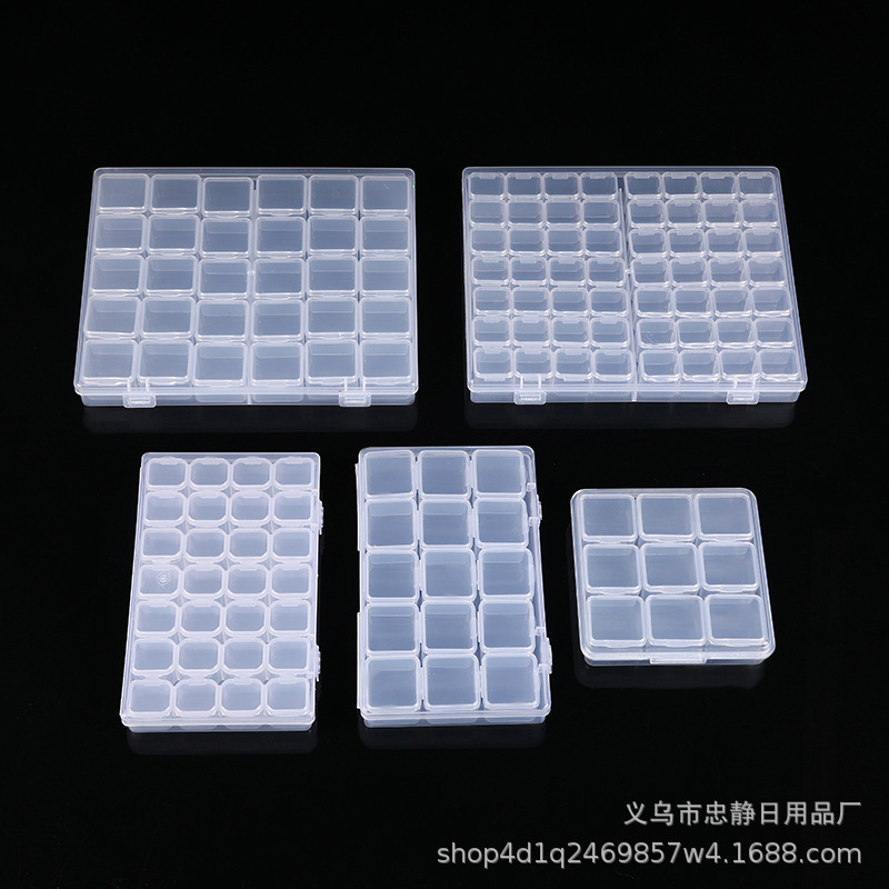 28-Compartment Nail Art Accessory Storage Box, 56-Compartment Plastic Transparent Pp Box, Jewelry and Small Parts Organizer, Desktop Storage Box