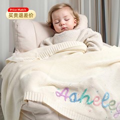真 � � 手作りDiy刺繍Etsyオーダーメイドベビー毛布子供用ニットコットン昼寝毛布ソファ毛布