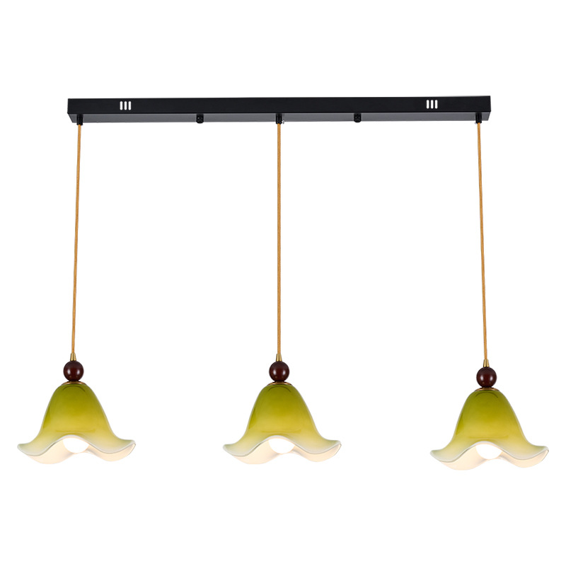 Restaurante medieval francés de tres cabezas de lámpara nueva mesa de comedor retro bar diseñador atmósfera lámpara de vidrio 461L
