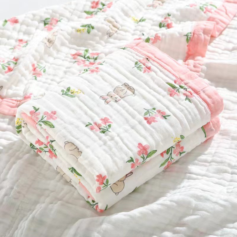 6단 와이드 엣지 핑크 꽃 토끼 110/110cm