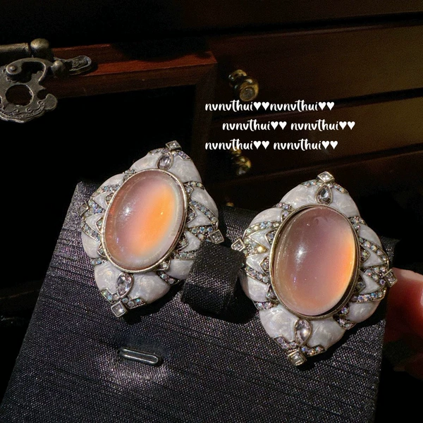 040 MIA Artificial Flamingo Pink Glazed Glaze Geometric Earrings ~ No box