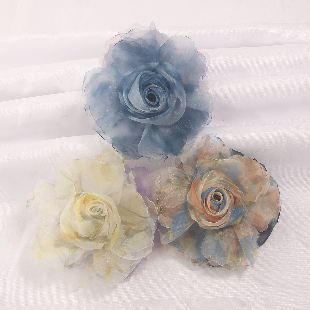 Organza flower accessories, fabric flowers, DIY accessories, handmade rose flower accessories, headwear, shoes, hats, clothing accessories