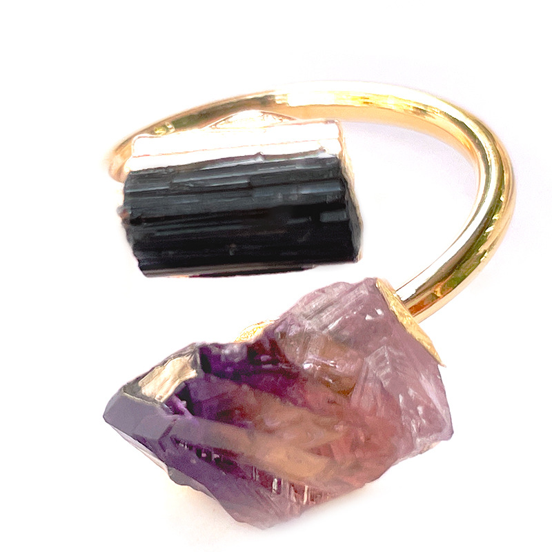 Fashion Geometric Crystal Gold Plated Artificial Gemstones Unisex Open Ring 1 Piece