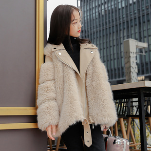 Girls' Thickened Faux Fox Fur Coat Autumn and Winter Bikewear Children's Parent-Child Fur Coat Western Style