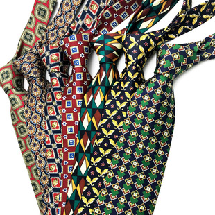 Hong Kong Style Retro 9cm Wide Tie 70/80 Modern Men's and Women's Dress Business Printing Personalized Suit Shirt Accessories