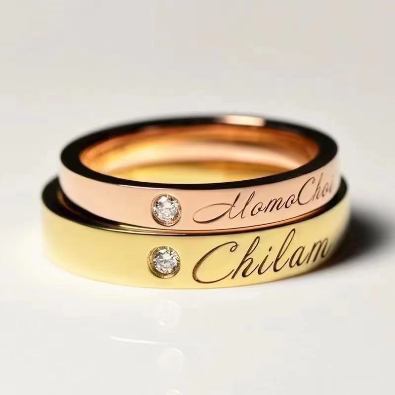 Kajia alta versión 18K oro rosa clásico anillo AU750 hombres y mujeres boda V oro amor firma anillo