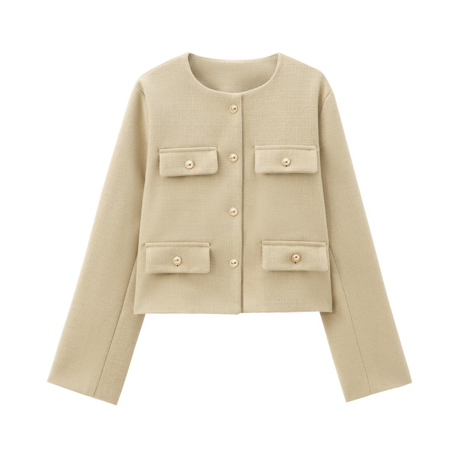 420g Weight Casual Jacket Outerwear Type Long Sleeve Sleeve Length Single Breasted Placket Type Regular Sleeve Sleeve Type Polyester Fabric Type Short Top Length Coat Tops Type Casual, Daily Occasion Round Neck Neckline Regular Fit Fit Type Solid Color Pattern Spring, Autumn Season Women's Gender Pocket Design Elegant, Streetwear Style Women's Elegant Streetwear Solid Color Pocket Single Breasted Coat Casual Jacket 7
