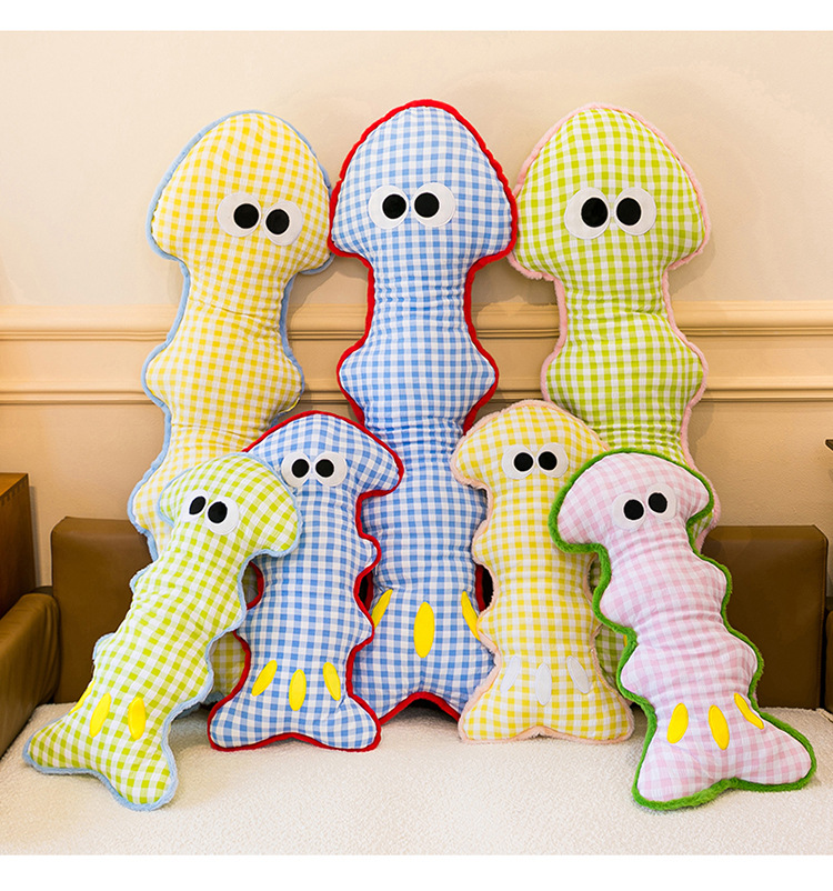 Cross-border dopamine fishbone plush pillow toy for children, long leg-hugging sleeping doll, gift for girls, wholesale
