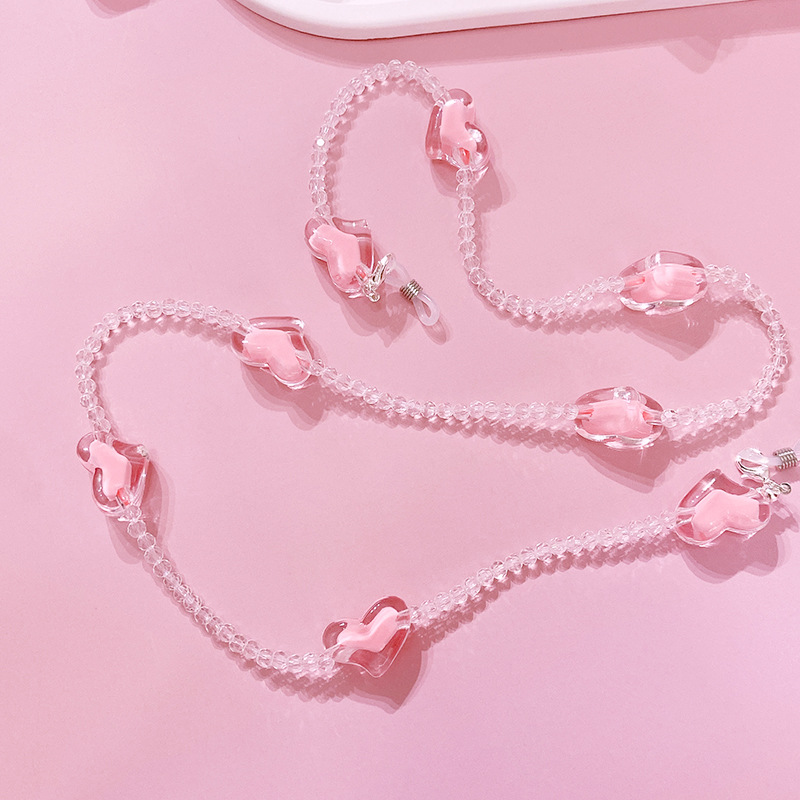 35g Weight Glasses Chain Classification Daily Occasion Acrylic Material Heart Shape Pattern Women's Gender Casual, Sweet Style Casual Sweet Heart Shape Arylic Women's Glasses Chain 6