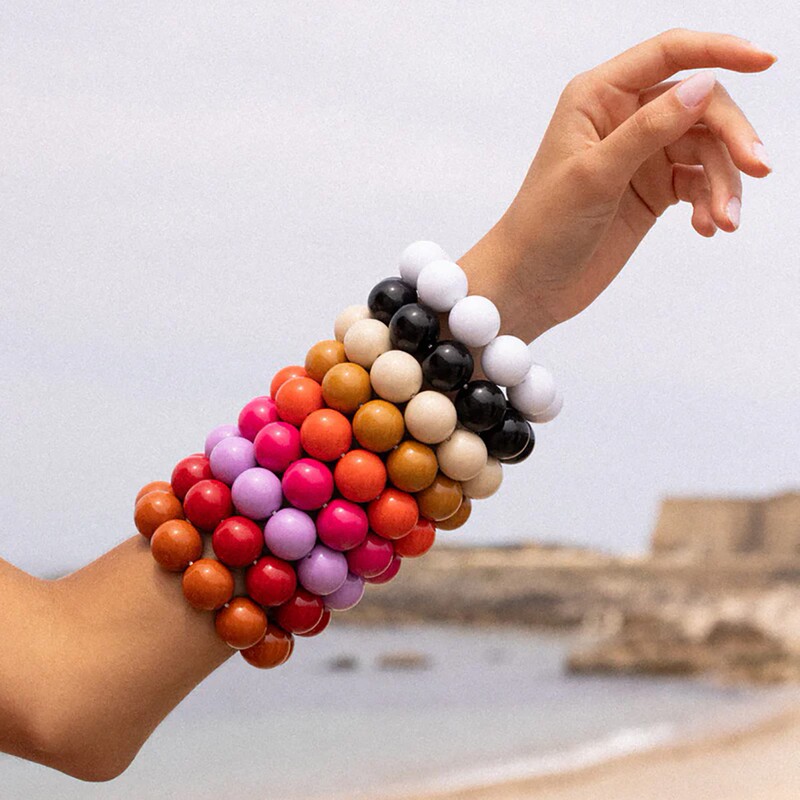 European and American Cross-Border Bohemian Plastic Beads Elastic Thread Exaggerated Women's Bracelet Beach Vacation Bracelet Women's Bracelet