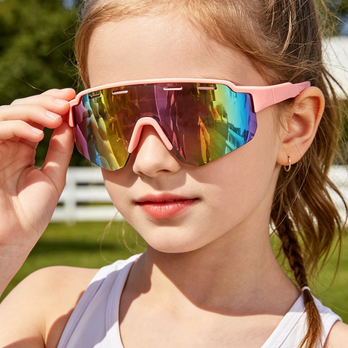 Nuevo estilo transfronterizo para niños, ciclismo al aire libre, gafas deportivas a prueba de viento y geniales, gafas de sol anti-ultravioleta de montura grande para niños y niñas